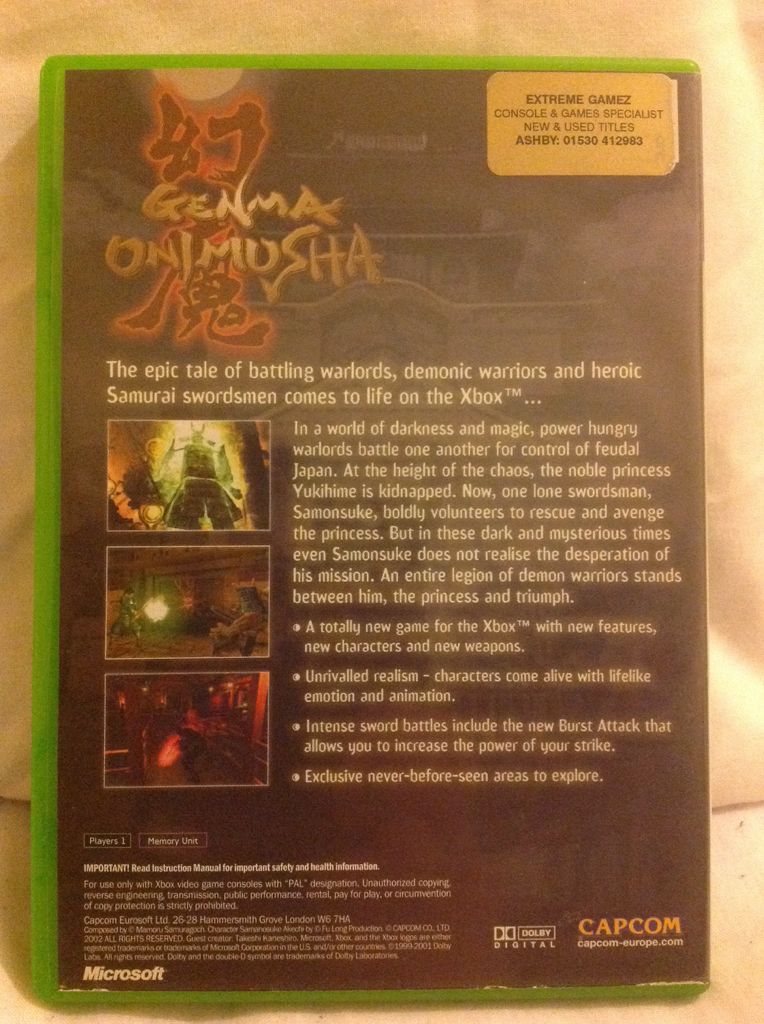Genma Onimusha - Microsoft Xbox (Capcom - 1) video game collectible [Barcode 5055060960011] - Main Image 2