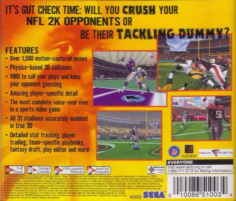 NFL 2K - Sega Dreamcast (Sega - 4) video game collectible - Main Image 2