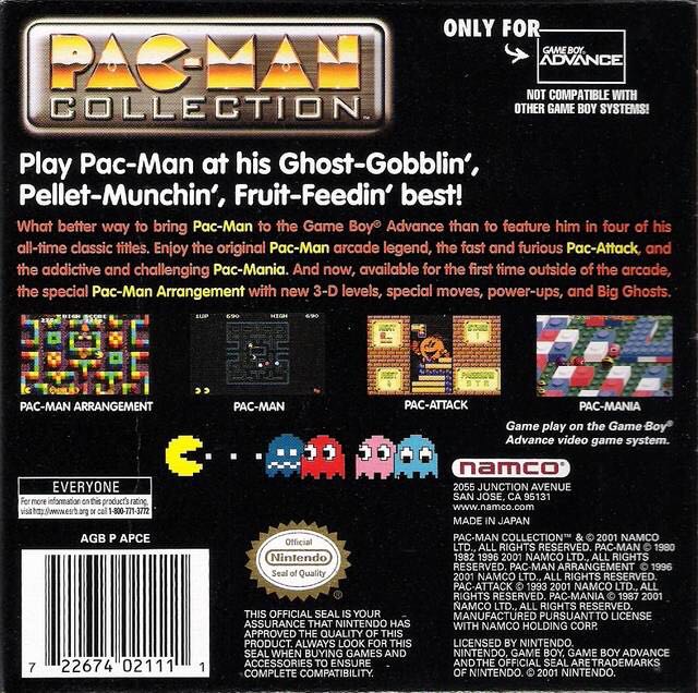 Pac-Man Collection - Nintendo Game Boy Advance (GBA) (Namco - 1) video game collectible [Barcode 722674021111] - Main Image 2