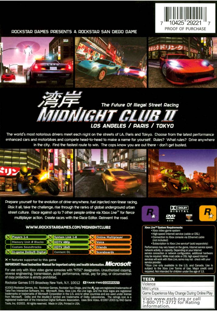 Midnight Club II - PC (Rockstar Games - 2) video game collectible [Barcode 5026555036825] - Main Image 2