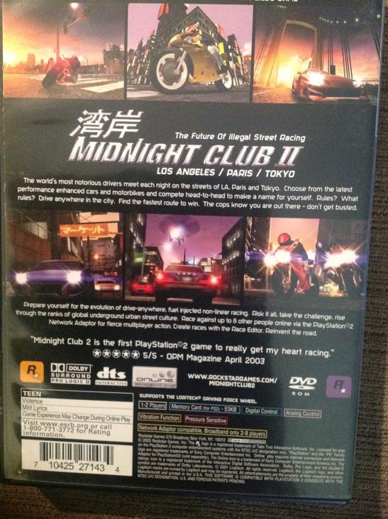 Midnight Club II - Sony PlayStation 2 (PS2) (Rockstar Games - 2) video game collectible [Barcode 710425271434] - Main Image 2