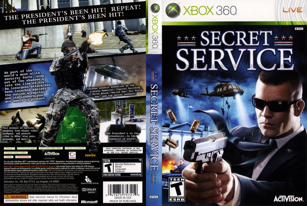 Secret Service - Microsoft Xbox 360 (Activision Blizzard - 1) video game collectible [Barcode 047875757219] - Main Image 2