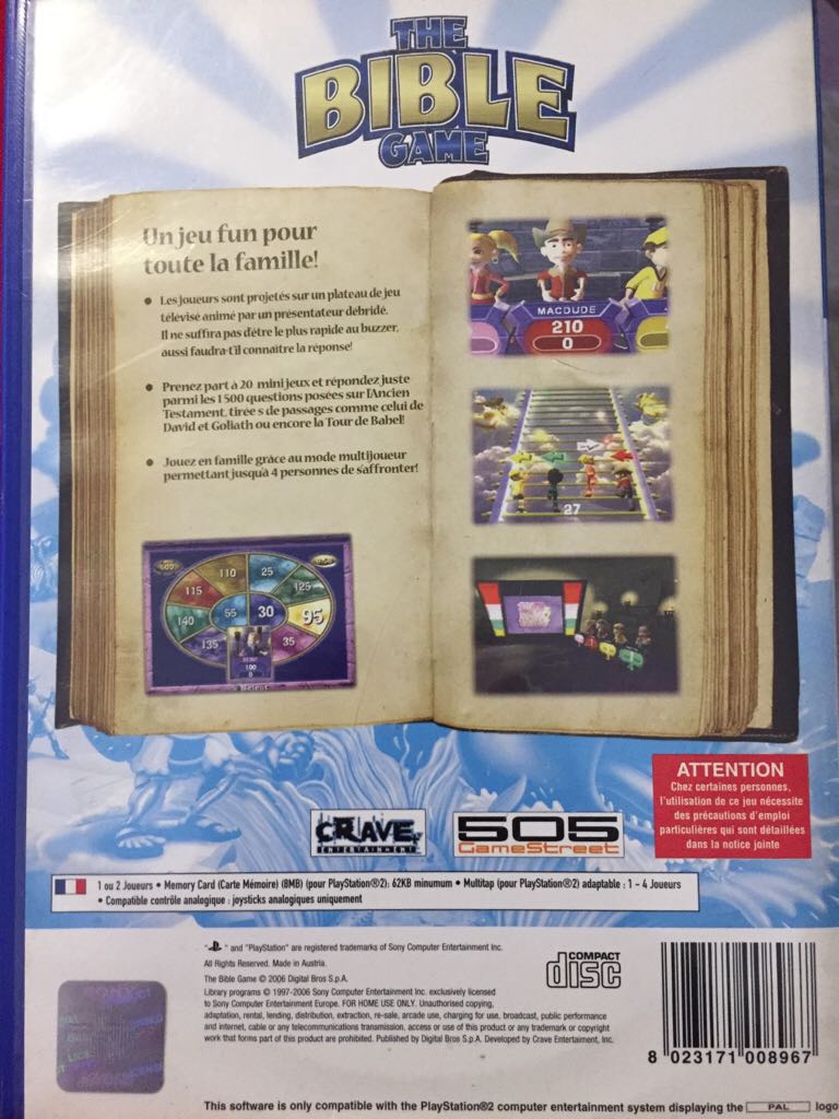 Bible Game, The - Sony PlayStation 2 (PS2) (505 Game Street - 1-2) video game collectible [Barcode 8023171008967] - Main Image 2