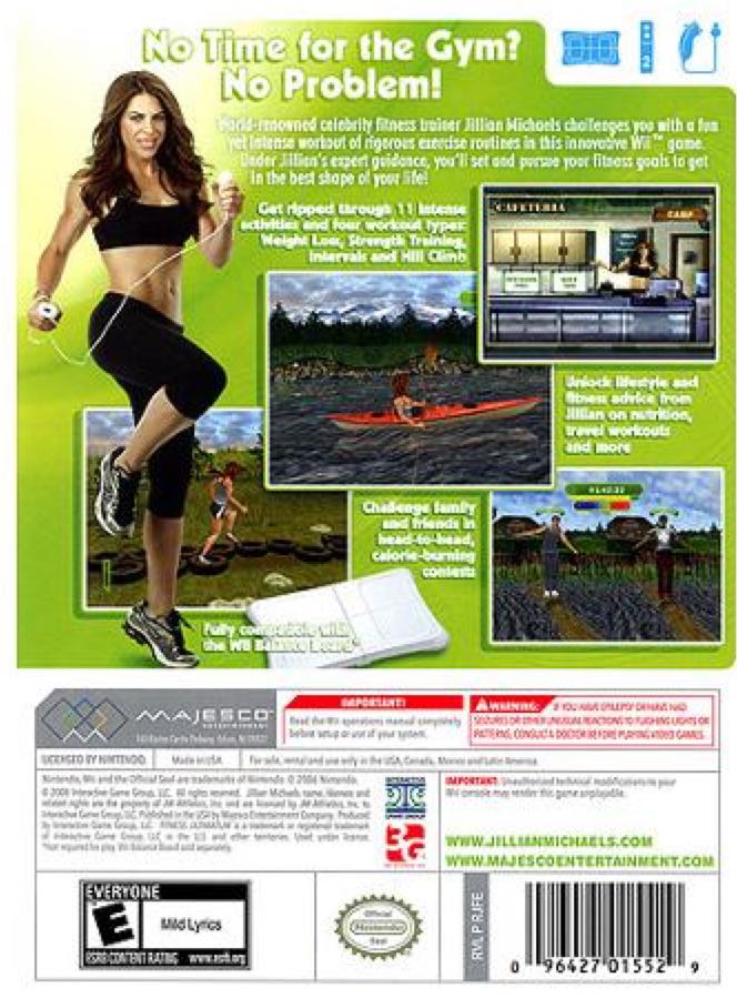 Jillian Michaels Fitness Ultimatum 2009 - Nintendo Wii (Majesco Entertainment - 2) video game collectible [Barcode 082100006472] - Main Image 2