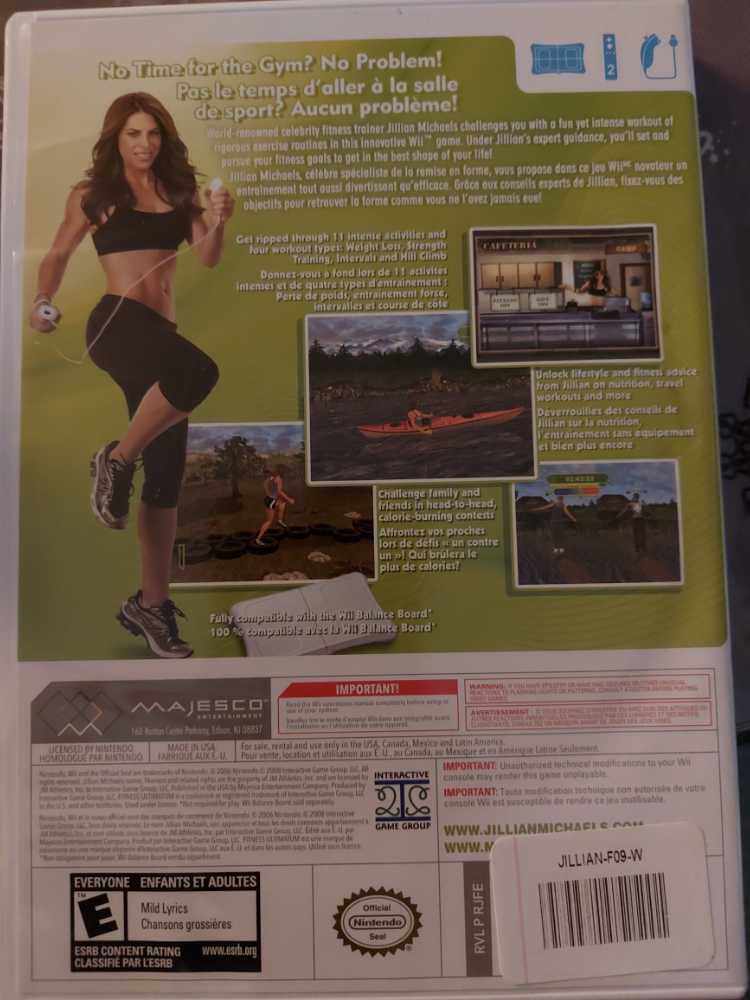Jillian Michaels Fitness Ultimatum 2009 - Nintendo Wii video game collectible [Barcode 096427015703] - Main Image 2