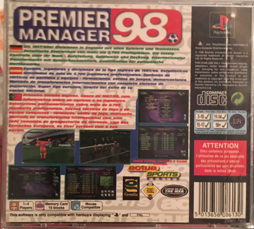 Premier Manager 98 - Sony PlayStation video game collectible [Barcode 5013658086130] - Main Image 2