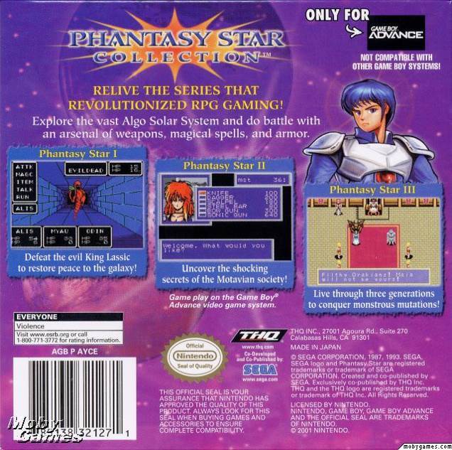 Phantasy Star Collection - Nintendo Game Boy Advance (GBA) (THQ - 1) video game collectible [Barcode 785138321271] - Main Image 2