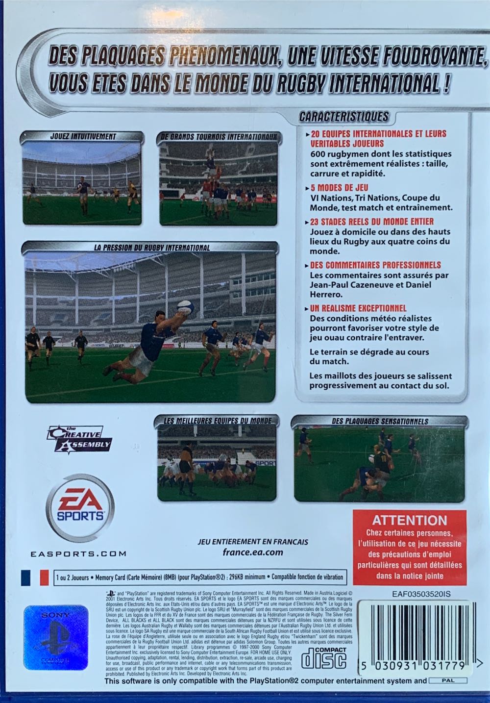 Rugby - Sony PlayStation 2 (PS2) video game collectible [Barcode 5030931031779] - Main Image 2