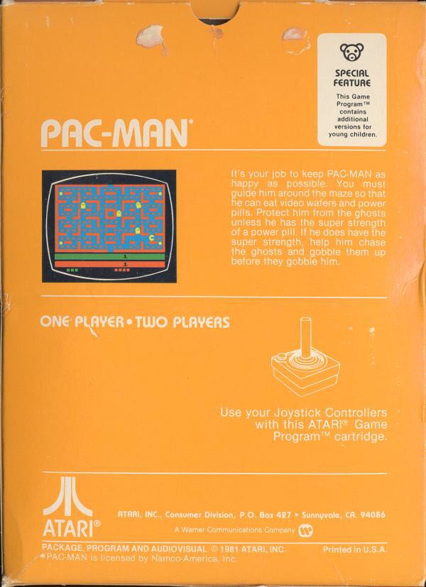 Pac-Man - Atari 2600 (Atari Inc. - 1-2) video game collectible - Main Image 2
