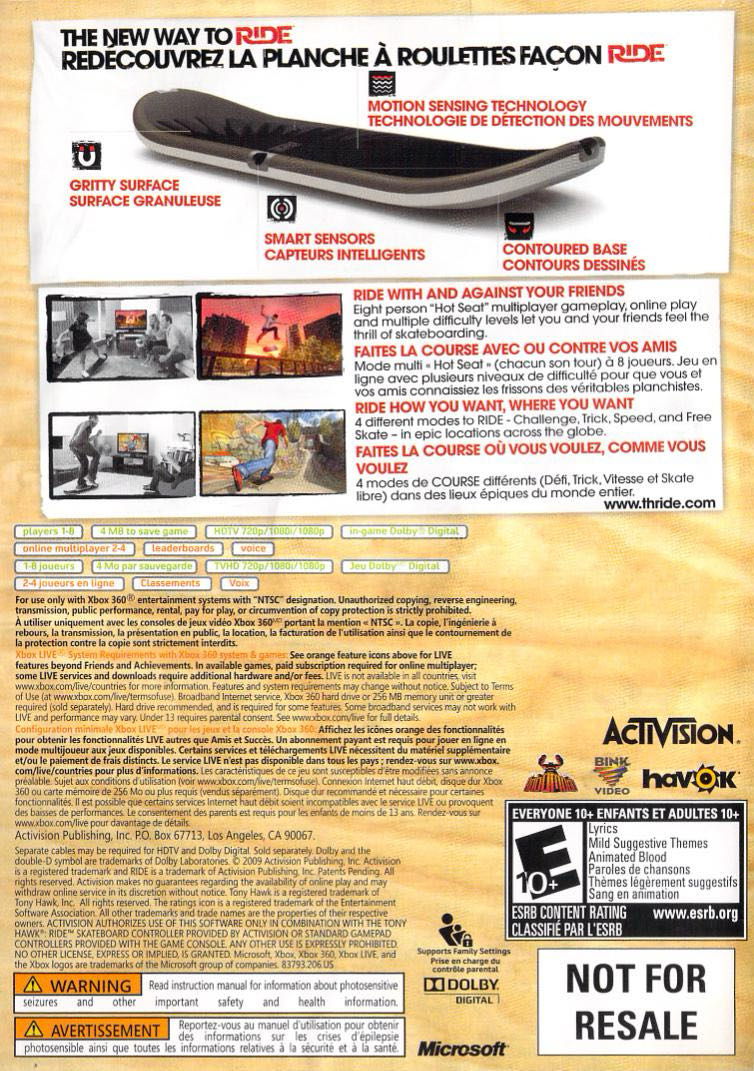 Tony hawk Ride - Microsoft Xbox 360 (Activision - 8) video game collectible - Main Image 2