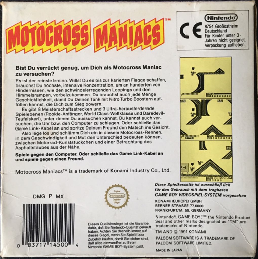 Motocross Maniacs - Nintendo Game Boy (Ultra Games - 2) video game collectible [Barcode 083717145004] - Main Image 2