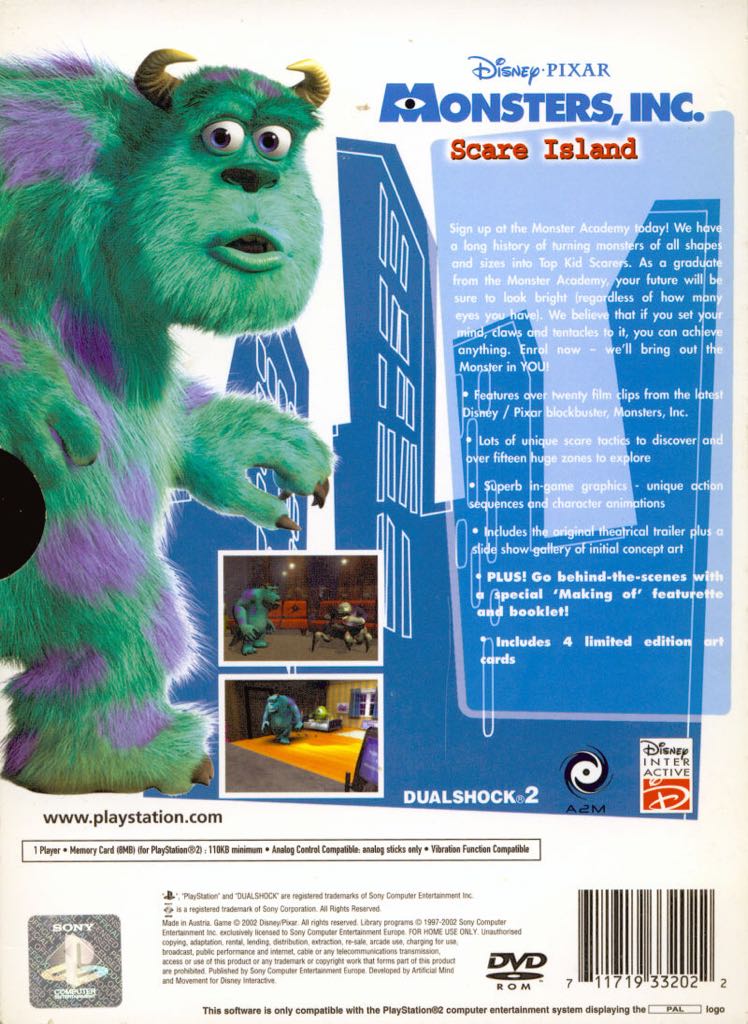 Monsters, Inc. - Sony PlayStation 2 (PS2) (Sony Computer Entertainement Europe - 1) video game collectible [Barcode 711719712329] - Main Image 2