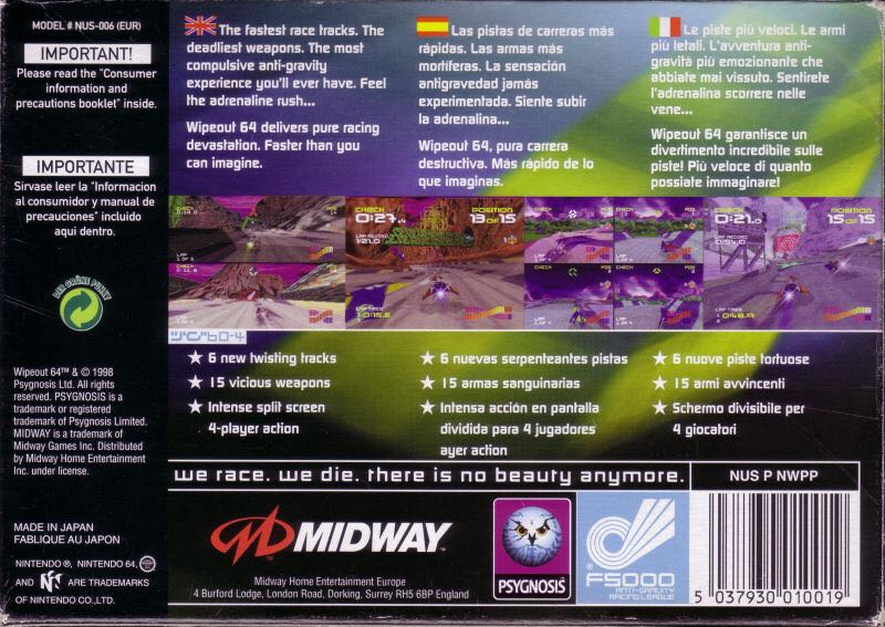 WipEout 64 - Nintendo 64 (N64) (Midway - 4) video game collectible [Barcode 5037930010026] - Main Image 2