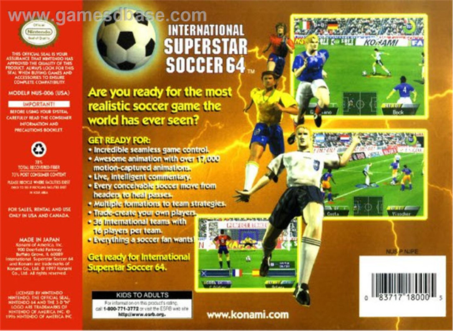 International Superstar Soccer 64 - Nintendo 64 (N64) (2) video game collectible - Main Image 2