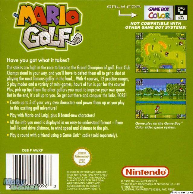 Mario Golf - Nintendo Game Boy Color (Nintendo - 2) video game collectible [Barcode 045496730963] - Main Image 2
