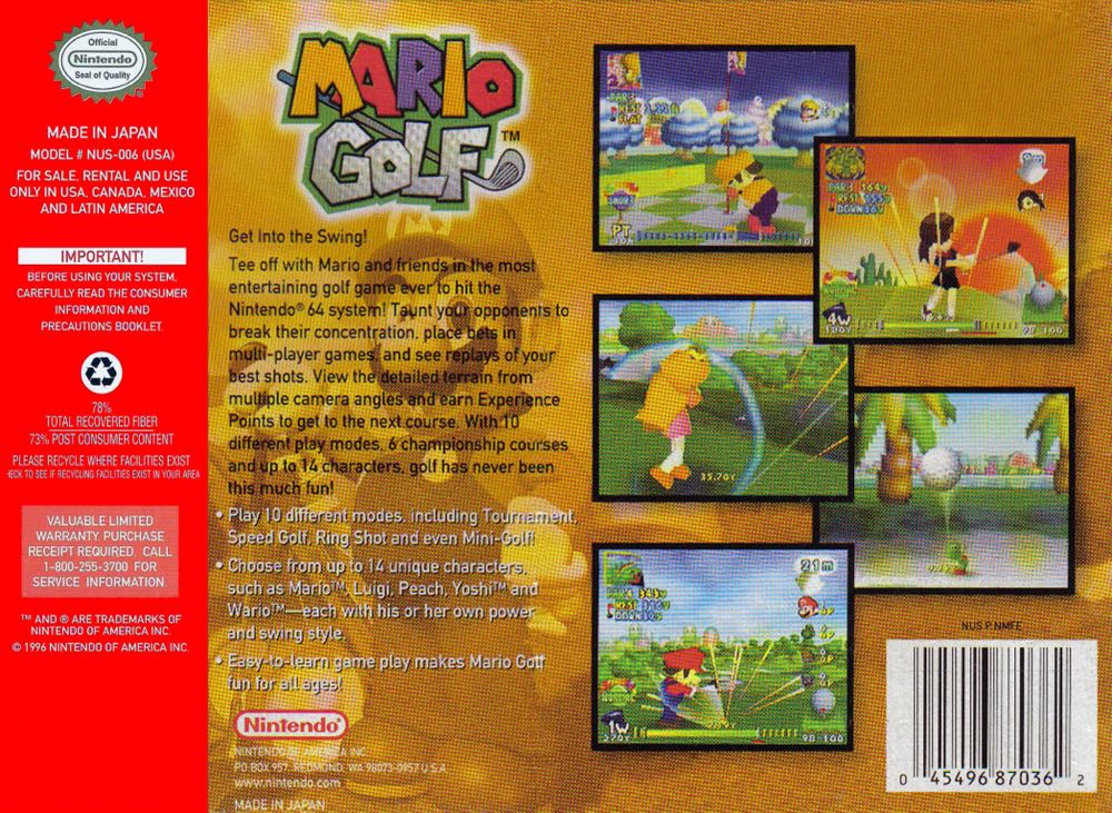 Mario Golf - Nintendo 64 (N64) video game collectible - Main Image 2
