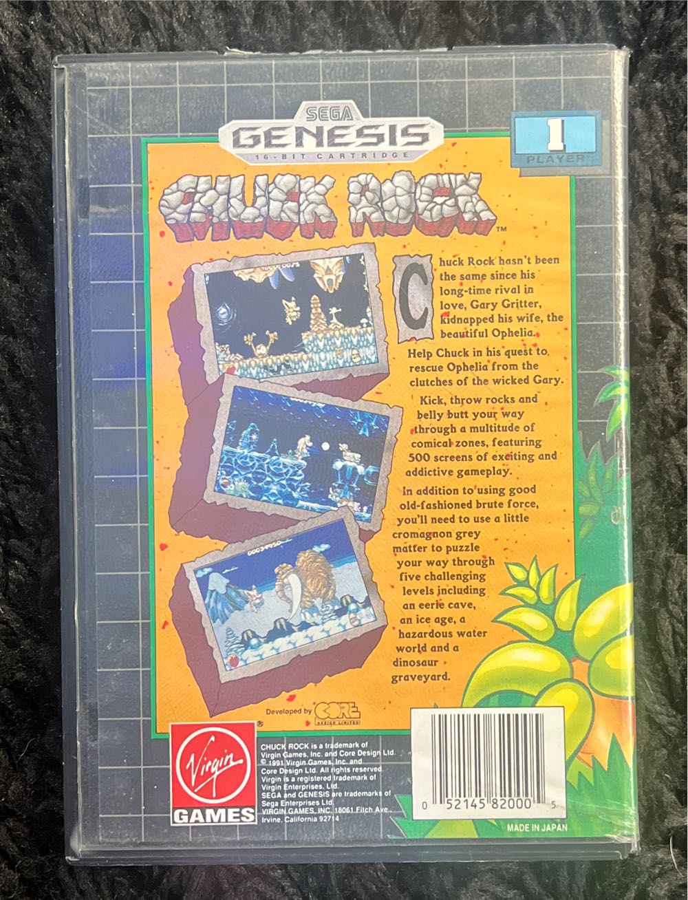 Chuck Rock - Sega Genesis (Mega Drive) (Virgin - 1) video game collectible [Barcode 052145820005] - Main Image 2