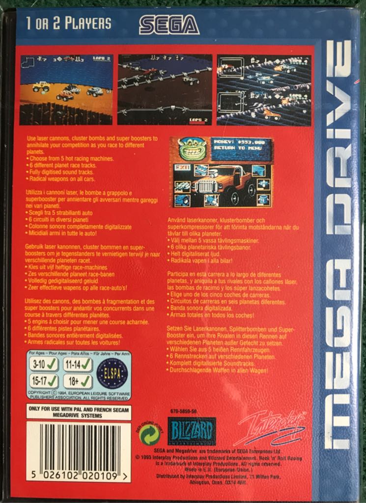 Rock N Roll Racing - Sega Megadrive (Interplay Entertainment - 2) video game collectible [Barcode 5026102020109] - Main Image 2