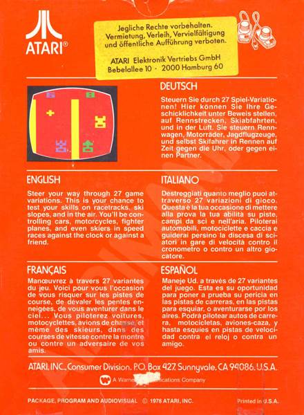 Street Racer Text Red - Atari 2600 (Atari - 1-2) video game collectible - Main Image 2