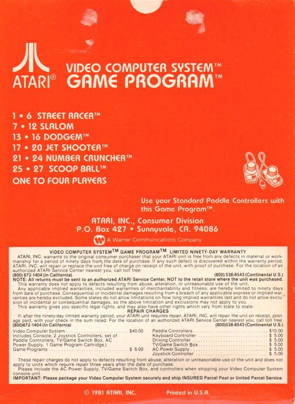 Street Racer - Atari 2600 video game collectible - Main Image 2