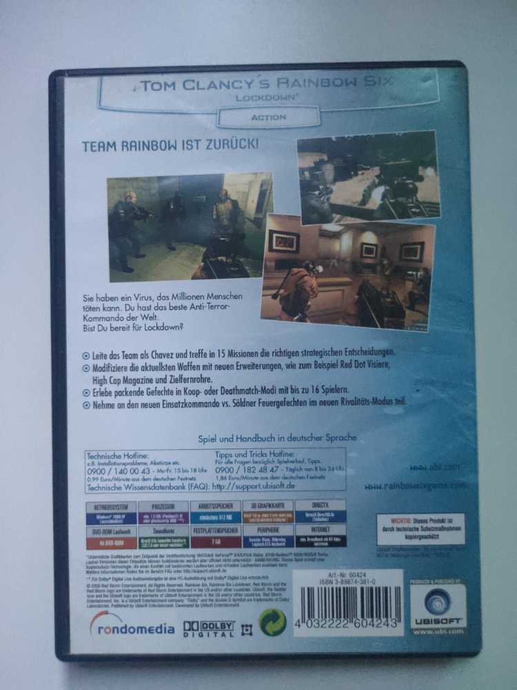 Tom Clancy’s Rainbow Six Lockdown - PC video game collectible [Barcode 4032222604243] - Main Image 2