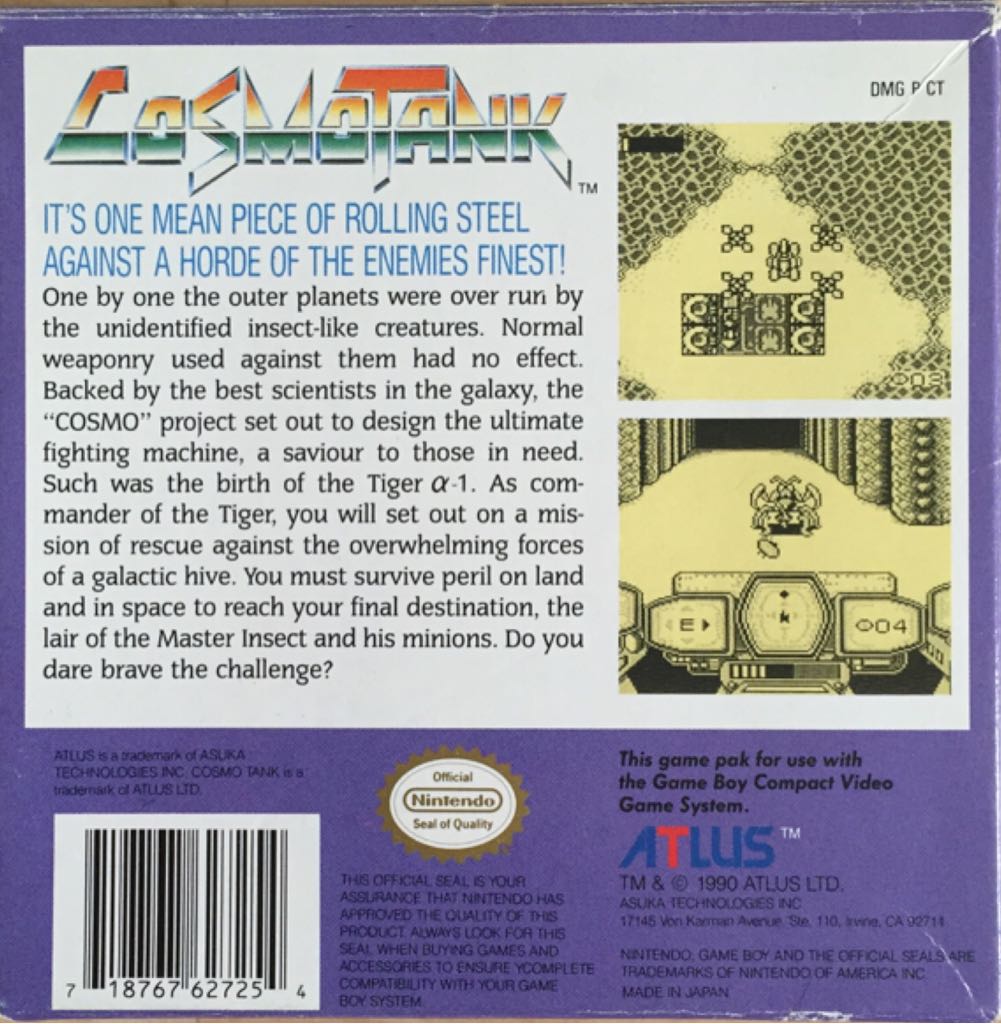 Cosmo Tank - Nintendo Game Boy (Atlus - 1) video game collectible [Barcode 718767627254] - Main Image 2