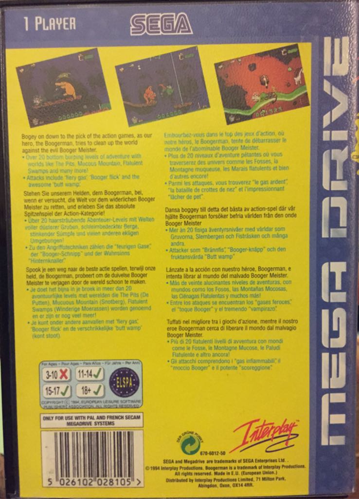 Boogerman: A Pick and Flick Adventure - Sega Mega Drive (Interplay - 1) video game collectible [Barcode 5026102028105] - Main Image 2