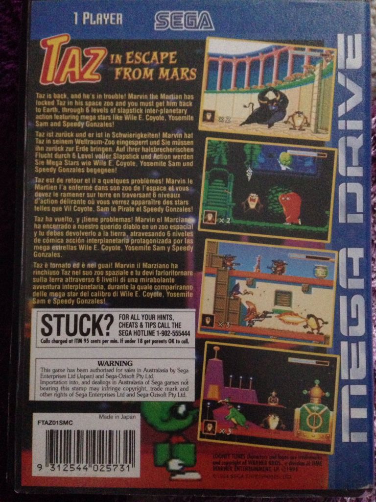 Taz In Escape From Mars - Sega Mega Drive (1) video game collectible [Barcode 9312544025731] - Main Image 2