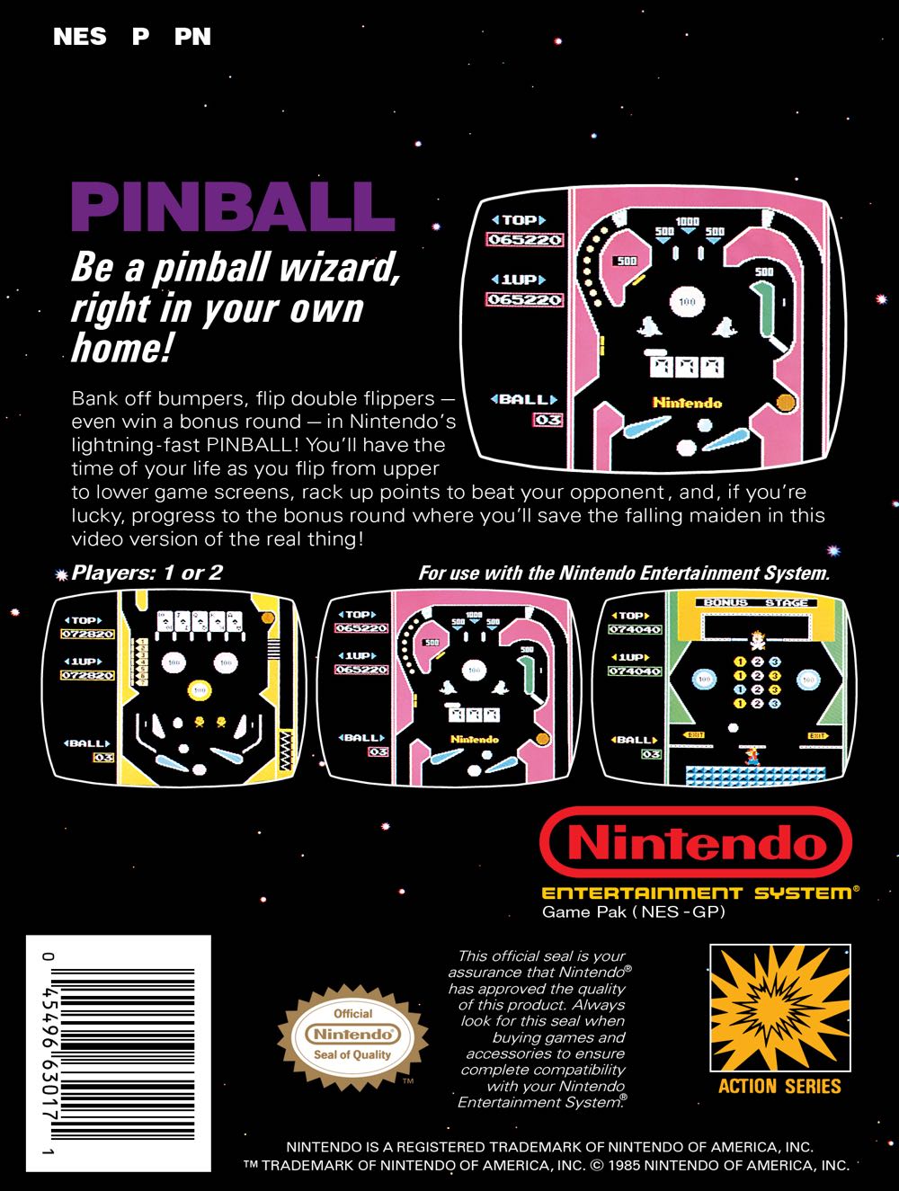 _Pinball - Nintendo Entertainment System (NES) (Nintendo) video game collectible - Main Image 2