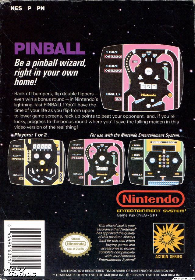 Pinball - Nintendo Entertainment System (NES) video game collectible - Main Image 2