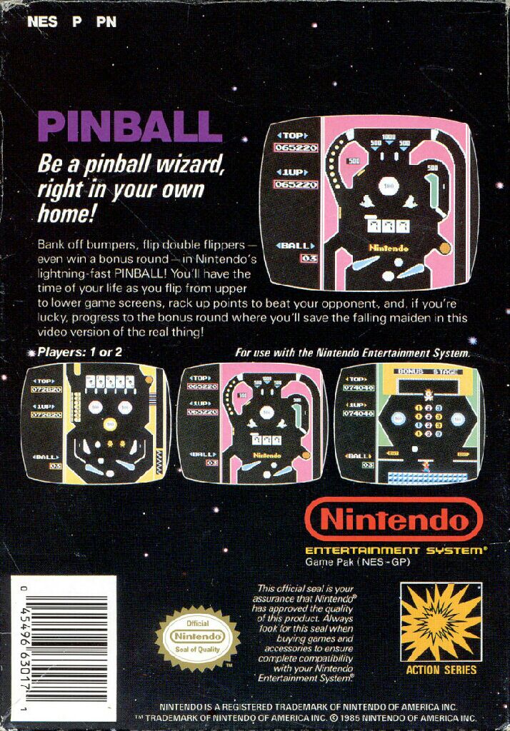 Pinball - Nintendo Entertainment System (NES) video game collectible - Main Image 2