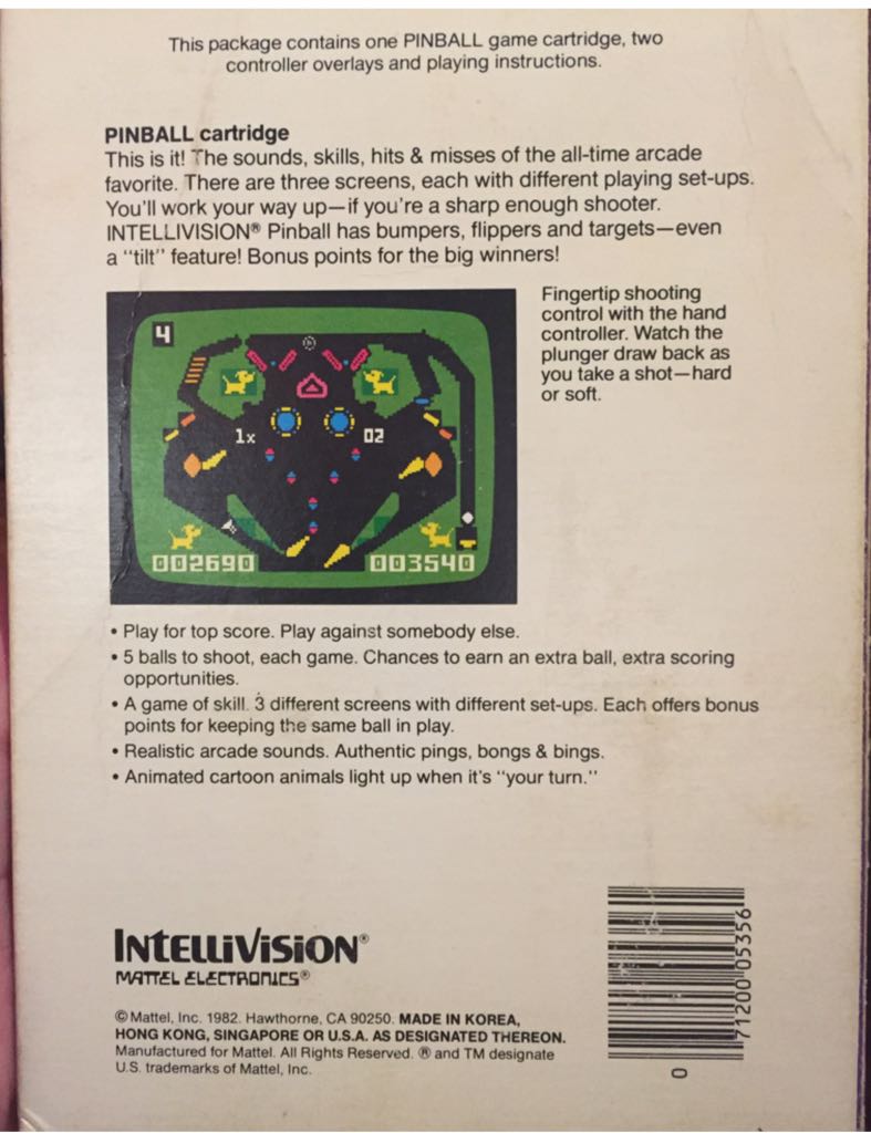 Pinball - Intellivision (Mattel Electronics) video game collectible - Main Image 2