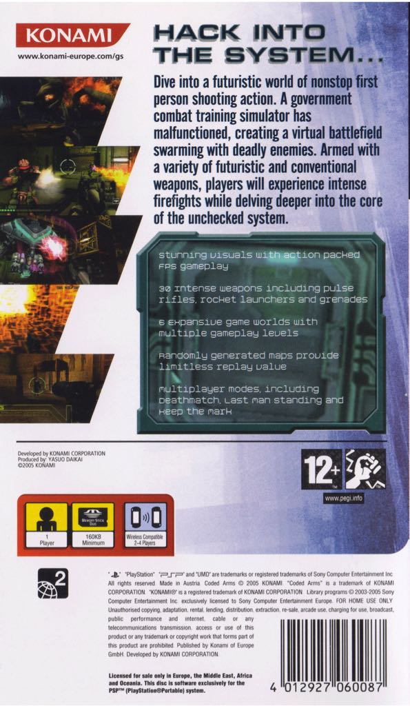 Coded Arms - Sony PlayStation Portable (PSP) (Konami - 1) video game collectible [Barcode 4012927060087] - Main Image 2