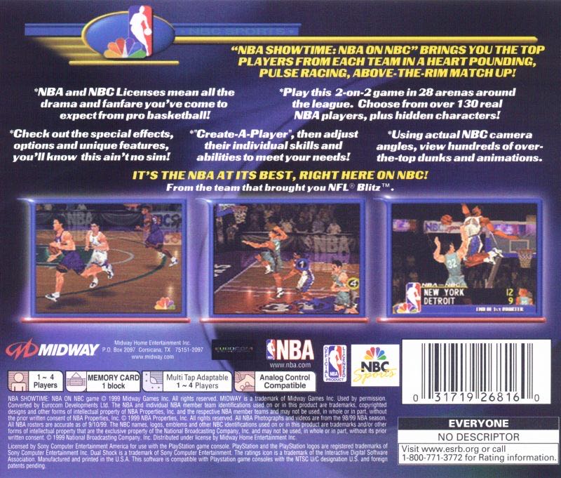NBA Showtime: NBA on NBC - Sony PlayStation (Midway - 1-4) video game collectible [Barcode 031719268160] - Main Image 2