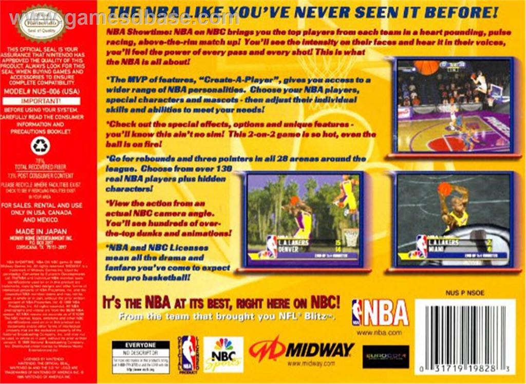 NBA Showtime: NBA On NBC (Complete) - Nintendo 64 (N64) video game collectible - Main Image 2