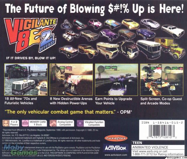 Vigilante 8: 2nd Offense - Sony PlayStation (Luxoflux - 1-2) video game collectible [Barcode 5030917009655] - Main Image 2