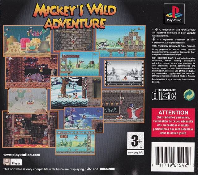 Mickey’s Wild Adventure - Sony PlayStation (Disney Interactive Studio - 1) video game collectible [Barcode 717711745624] - Main Image 2