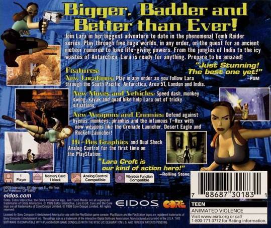 Tomb Raider III - Sony PlayStation (Eidos Interactive - Single-Player) video game collectible [Barcode 788687301831] - Main Image 2