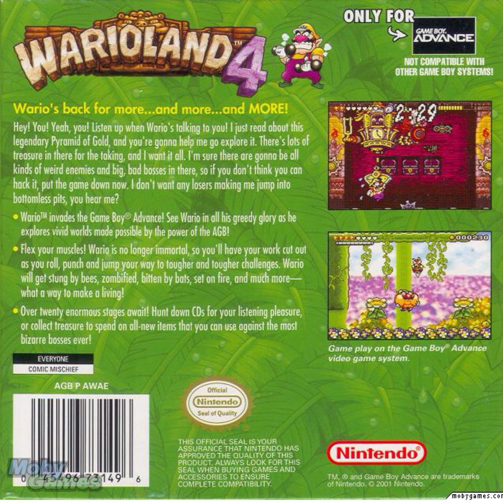 Warioland 4 - Nintendo Game Boy Advance (GBA) video game collectible - Main Image 2