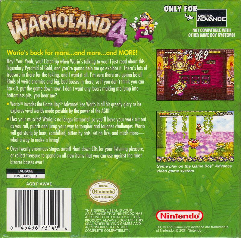 Warioland 4 - Nintendo Game Boy Advance (GBA) (Nintendo) video game collectible - Main Image 2