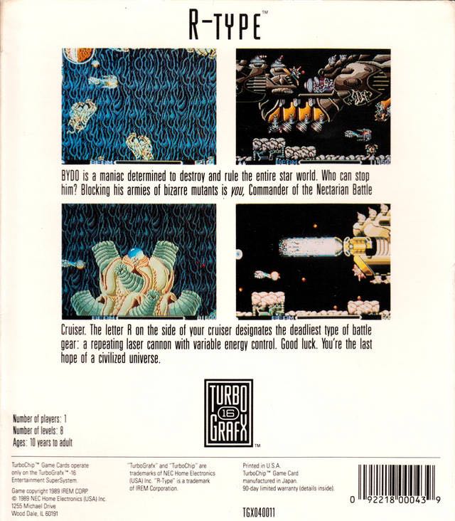 R-Type - NEC TurboGrafx-16 (NEC - 1) video game collectible [Barcode 092218000439] - Main Image 2