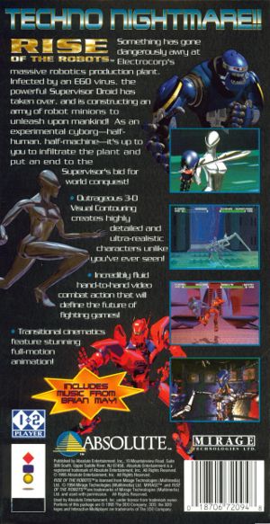 Rise Of The Robots - 3DO (Absolute Entertaiment - 1-2) video game collectible [Barcode 018706720948] - Main Image 2
