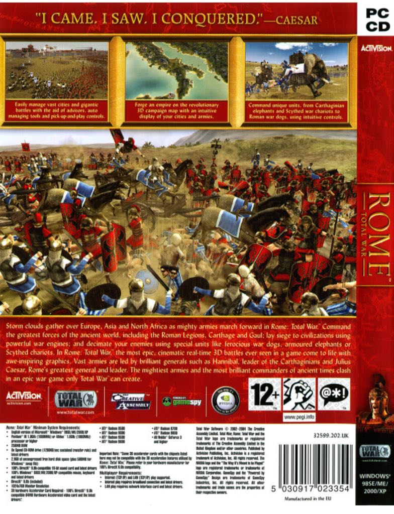 Rome: Total War - PC (Sega) video game collectible [Barcode 010086851724] - Main Image 2