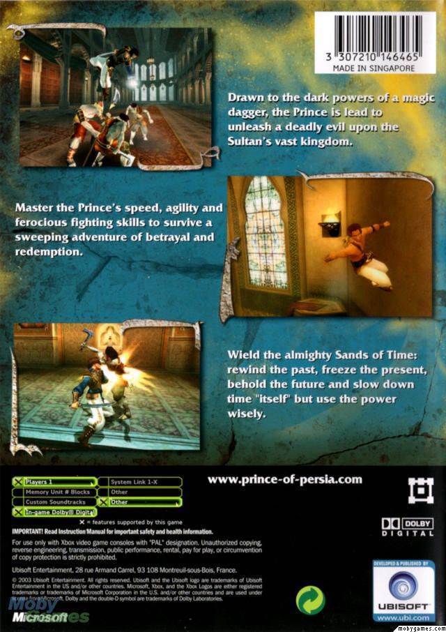 Prince of Persia: The Sands of Time - Microsoft Xbox (Ubisoft - 1) video game collectible [Barcode 008888511595] - Main Image 2