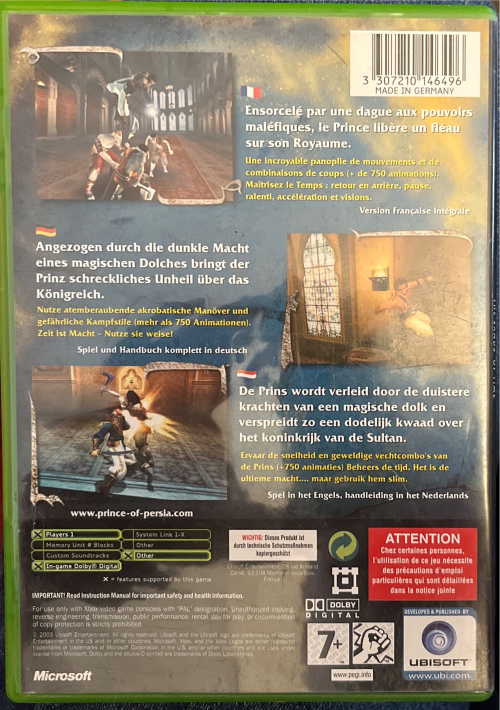 Prince Of Persia : Les Sables Du Temps - Microsoft Xbox (Ubisoft - 1) video game collectible [Barcode 3307210146496] - Main Image 2