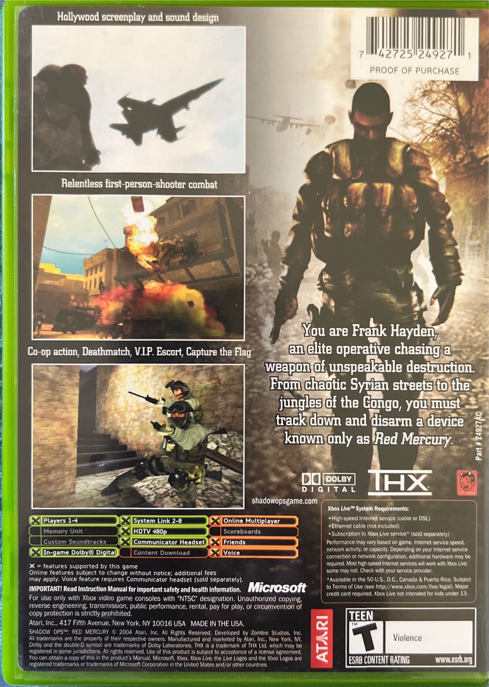 Shadow Ops Red Mercury - Microsoft Xbox (Atari - 1) video game collectible [Barcode 742725249271] - Main Image 3