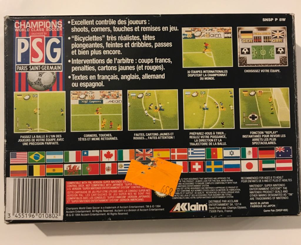Champions World Class Soccer - Nintendo Super Nintendo Entertainment System (SNES) video game collectible - Main Image 2
