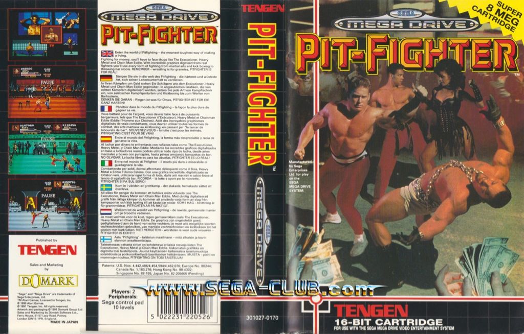 Pit-Fighter - Sega Genesis (Mega Drive) (Tengen - 2) video game collectible [Barcode 031763027508] - Main Image 2