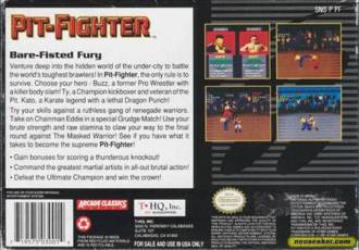 Pit-Fighter - Nintendo Super Nintendo Entertainment System (SNES) (THQ - 1-2) video game collectible [Barcode 719575030014] - Main Image 2