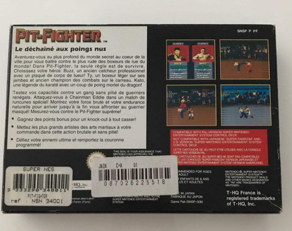 Pit-Fighter - Nintendo Super Nintendo Entertainment System (SNES) video game collectible - Main Image 2